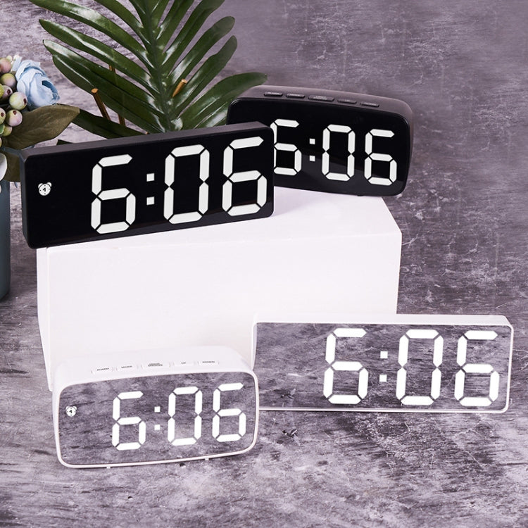 Mirror Bedside Alarm Clock Battery Plug-In Dual-Purpose LED Clock, Colour: Rectangular Black Shell (Mirror White Light) - Alarm Clocks by PMc TechLife | Online Shopping South Africa | PMc TechLife | Buy Now Pay Later Mobicred