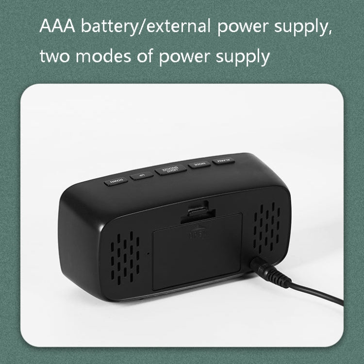 Mirror Bedside Alarm Clock Battery Plug-In Dual-Purpose LED Clock, Colour: Rectangular White Shell (Mirror Green Light) - Alarm Clocks by PMc TechLife | Online Shopping South Africa | PMc TechLife | Buy Now Pay Later Mobicred