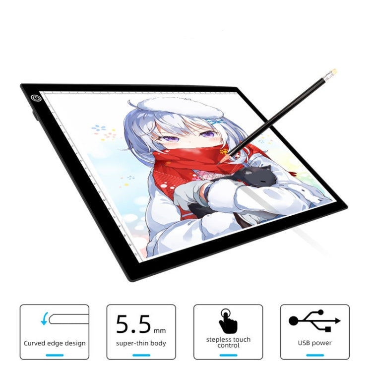 Copy Station Anime Drain Station LED Copy Board With Magnetic Suction Light Board Drawing Plate With USB Cable, Specification: A3 Stepless Dimming (Black) -  by PMC Jewellery | Online Shopping South Africa | PMC Jewellery | Buy Now Pay Later Mobicred