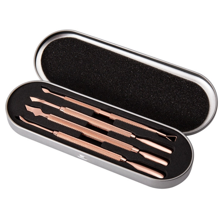 Rose Gold Double-headed Steel Nail Remover Set Clean Decontamination Remover Manicure Tool - Nail Art Equipment by PMC Jewellery | Online Shopping South Africa | PMC Jewellery | Buy Now Pay Later Mobicred