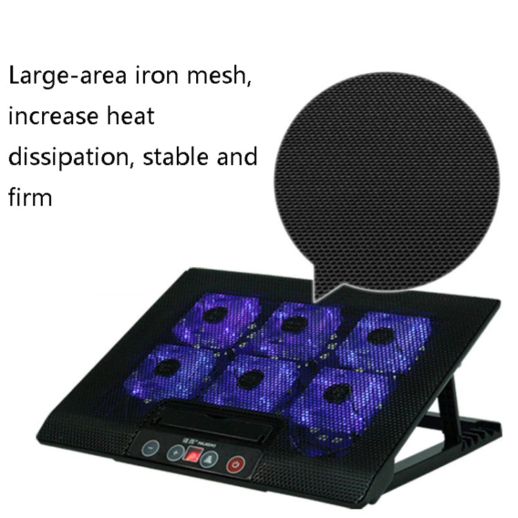 NUOXI M8 Laptop Radiator Multi-Angle Adjustment Six Fan Touch Screen Button Bracket(Blue) - free shipping - PMC Jewellery - Order now!