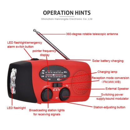 HRD-902 Multifunctional Hand Crank Solar Power LED Flashlight Emergency  Alarm FM Radio - Radio Player by PMC Jewellery | Online Shopping South Africa | PMC Jewellery | Buy Now Pay Later Mobicred