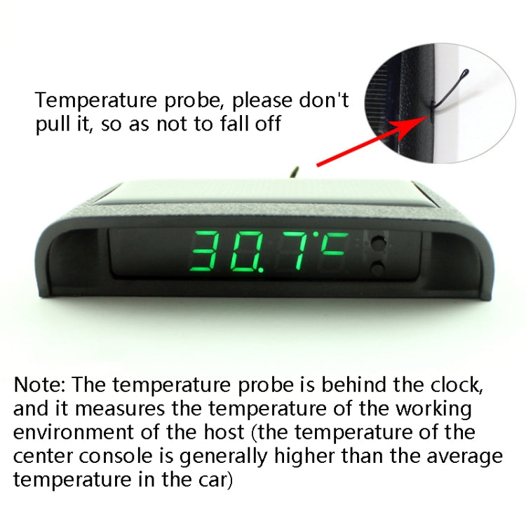 Solar Night Light Car Clock Automotive Electronic Clock Temperature Time+Date+Week+Temperature(Warm Light) - Clocks & Car Meters by PMC Jewellery | Online Shopping South Africa | PMC Jewellery | Buy Now Pay Later Mobicred