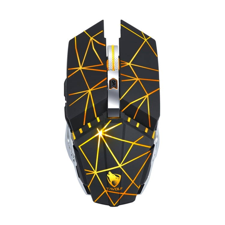 T-WOLF Q15 6-Buttons 1600 DPI Wireless Rechargeable Mute Office Gaming Mouse with 7 Color Breathing Light( Stars Black) - Wireless Mice by T-WOLF | Online Shopping South Africa | PMC Jewellery | Buy Now Pay Later Mobicred