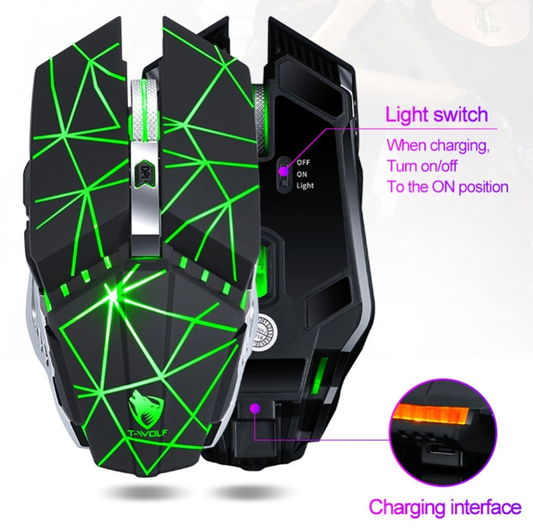 T-WOLF Q15 6-Buttons 1600 DPI Wireless Rechargeable Mute Office Gaming Mouse with 7 Color Breathing Light(Pearl White) - Wireless Mice by T-WOLF | Online Shopping South Africa | PMC Jewellery | Buy Now Pay Later Mobicred