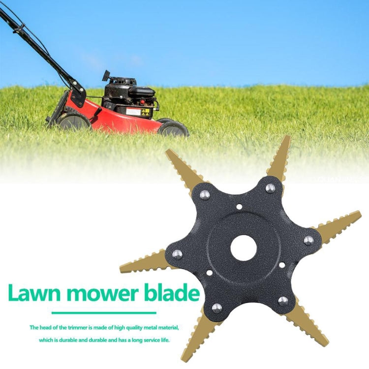 Toothed Mower Blade Six-Leaf Cyclone Blade Agricultural Weeder Parts(Golden Blade Bagged Red) - Lawn Mower, Saws & Accessories by PMC Jewellery | Online Shopping South Africa | PMC Jewellery | Buy Now Pay Later Mobicred