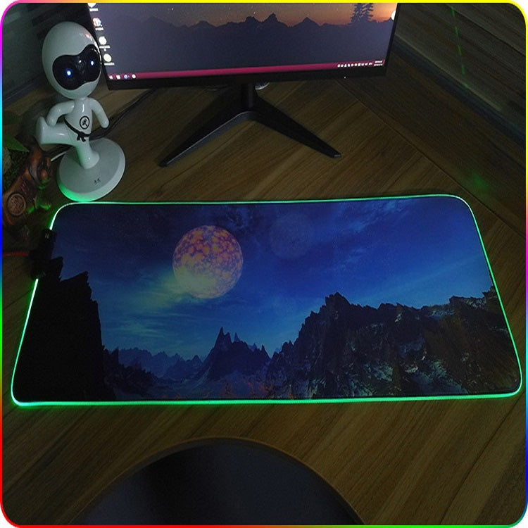 350x600x3mm F-01 Rubber Thermal Transfer RGB Luminous Non-Slip Mouse Pad(Glasses Cat) - Mouse Pads by PMC Jewellery | Online Shopping South Africa | PMC Jewellery | Buy Now Pay Later Mobicred