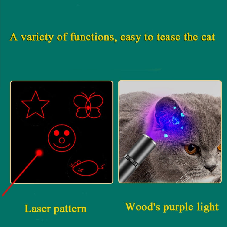 USB Rechargeable Laser Pattern Funny Cat Flashlight With Woods Purple Light Detection Lamp(Black) - LED Projection Toys by PMC Jewellery | Online Shopping South Africa | PMC Jewellery | Buy Now Pay Later Mobicred