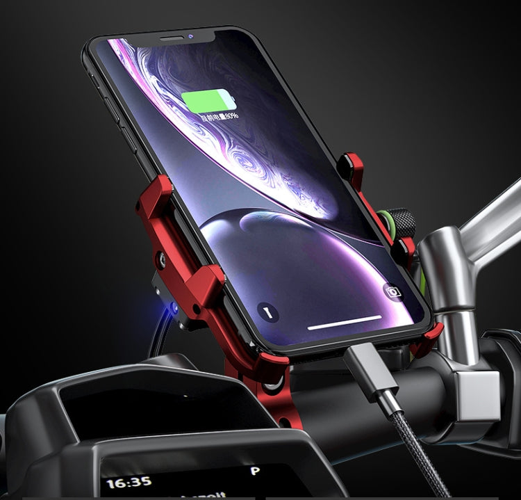 Kewig M6-S 12V Motorcycle Waterproof Aluminum Alloy Mobile Phone Bracket With QC3.0 Fast Charging(Black) - Holder by Kewig | Online Shopping South Africa | PMC Jewellery | Buy Now Pay Later Mobicred