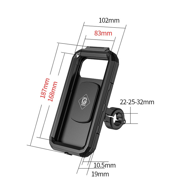 Kewig Bicycle Motorcycle Waterproof Box Mobile Phone Bracket Riding Touch Mobile Phone Fixed Seat(M18L-B1 Large Handlebar Installation) - Holder by Kewig | Online Shopping South Africa | PMC Jewellery | Buy Now Pay Later Mobicred