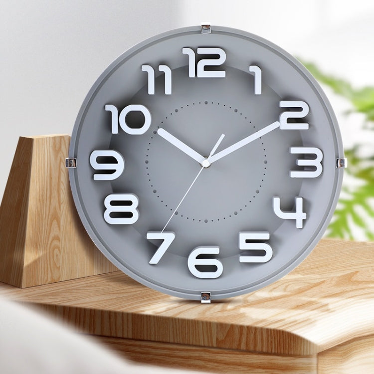 12 Inch Living Room Silent Wall Clock Round Stereo 3D Digital Wall Clock(Gray) - free shipping - PMc TechLife - Order now!