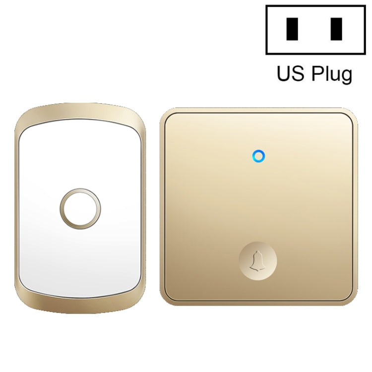 CACAZI FA50 1 For 1 Push-button Self-generating Wireless Doorbell, Plug:US Plug(Gold) - Wireless Doorbell by CACAZI | Online Shopping South Africa | PMC TechLife | Buy Now Pay Later Mobicred