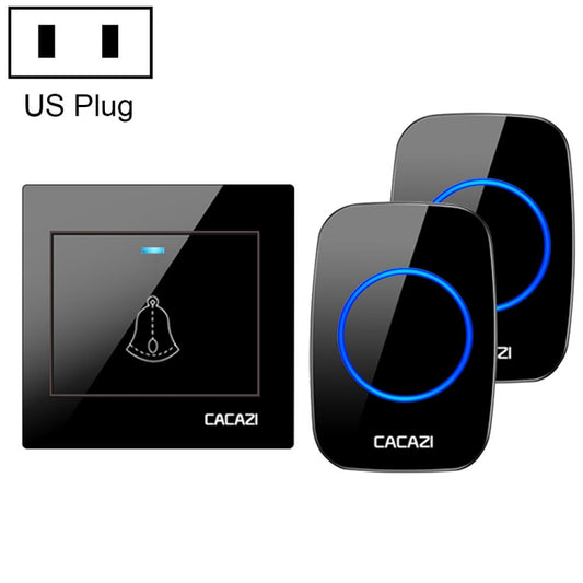 CACAZI H10 1 For 2 Home Wireless Music Doorbell without Battery, Plug:US Plug(Black) - Wireless Doorbell by CACAZI | Online Shopping South Africa | PMC Jewellery | Buy Now Pay Later Mobicred