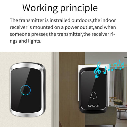 CACAZI A50 1 For 1 Wireless Music Doorbell without Battery, Plug:EU Plug(Black) - Wireless Doorbell by CACAZI | Online Shopping South Africa | PMC Jewellery | Buy Now Pay Later Mobicred