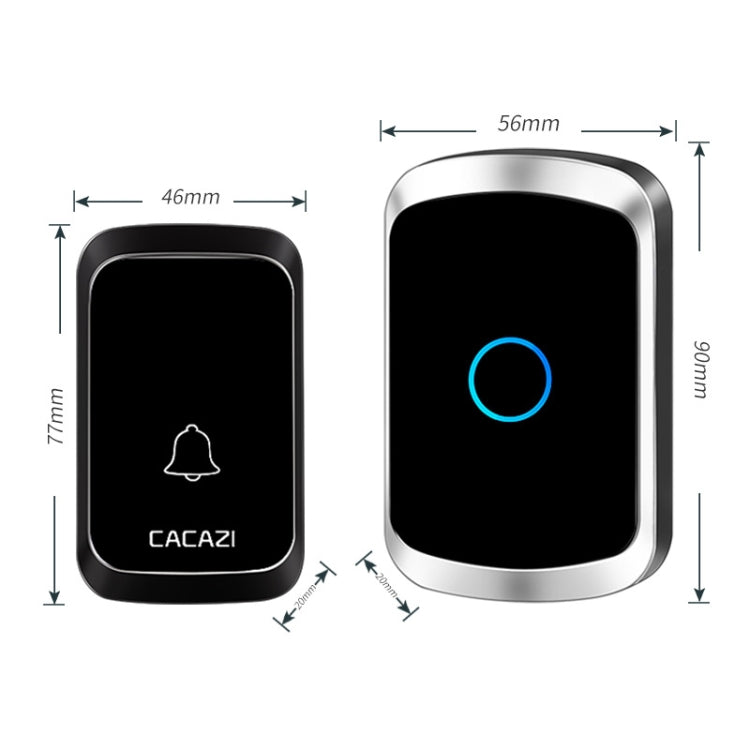 CACAZI A50 1 For 1 Wireless Music Doorbell without Battery, Plug:EU Plug(Black) - Wireless Doorbell by CACAZI | Online Shopping South Africa | PMC Jewellery | Buy Now Pay Later Mobicred