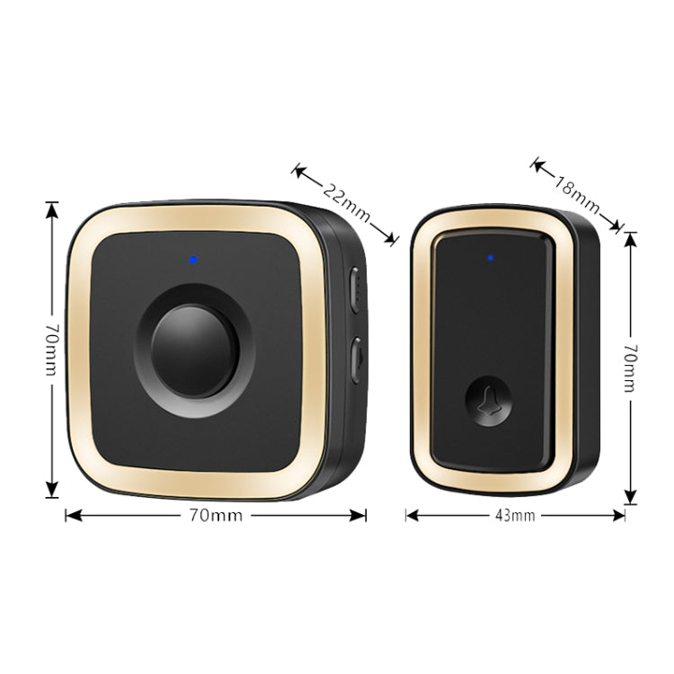 CACAZI A58 1 For 1 Smart Wireless Doorbell without Battery, Plug:US Plug(Black Gold) - Wireless Doorbell by CACAZI | Online Shopping South Africa | PMC Jewellery