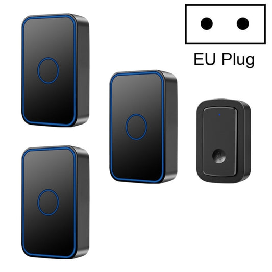 CACAZI  A19 1 For 3  Wireless Music Doorbell without Battery, EU Plug(Black) - Wireless Doorbell by CACAZI | Online Shopping South Africa | PMC Jewellery | Buy Now Pay Later Mobicred