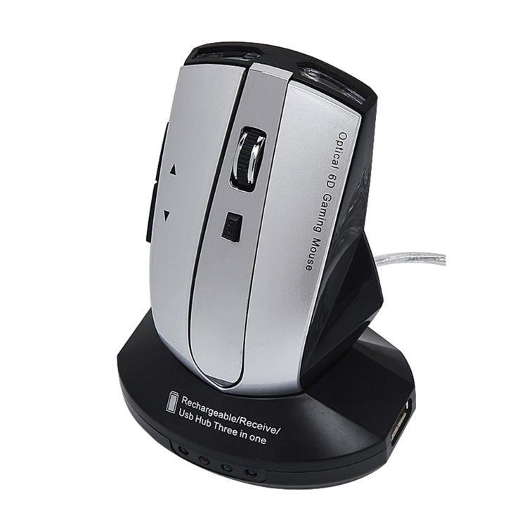 M-011G 2.4GHz 6 Keys Wireless Charging Mouse Office Game Mouse(Black + Silver) - Wireless Mice by PMC Jewellery | Online Shopping South Africa | PMC Jewellery | Buy Now Pay Later Mobicred