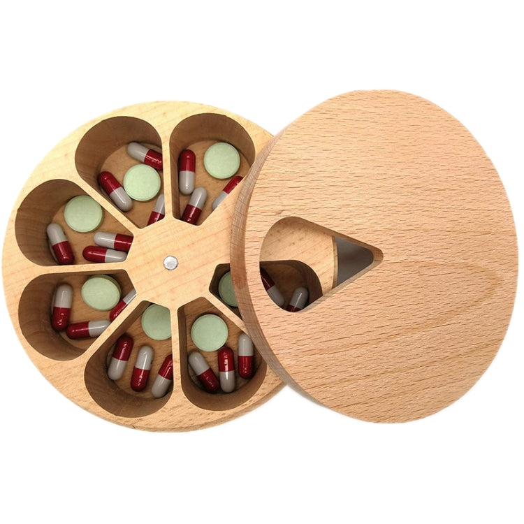 Wooden 7-Compartment Medicine Box Kitchen Storage Container(11x11x3cm) - free shipping - PMC TechLife - Order now!