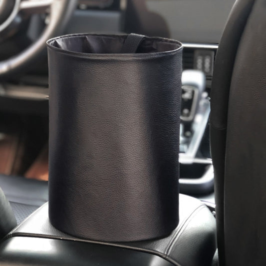 2 PCS Leather Foldable Car Trash Can Mini Chair Back Suspended Waterproof Trash Can(Black) - Stowing Tidying by PMC Jewellery | Online Shopping South Africa | PMC Jewellery | Buy Now Pay Later Mobicred