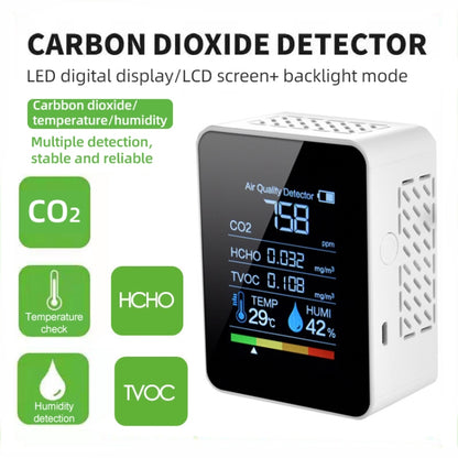 TVOC1 Portable CO2 Air Quality Formaldehyde Carbon Dioxide Detector Indoor Temperature Hygrometer with LED Digital Display(White) - Air & Water Quality Tester by PMC Jewellery | Online Shopping South Africa | PMC Jewellery | Buy Now Pay Later Mobicred