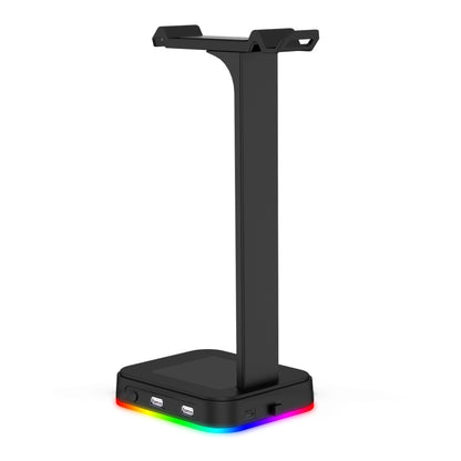 RGBD9 RGB Headset Stand Color-Changing Gaming Headset Stand Gaming Headset Display Stand with Dual USB Ports(Black) - Headset Stand by PMC Jewellery | Online Shopping South Africa | PMC Jewellery | Buy Now Pay Later Mobicred