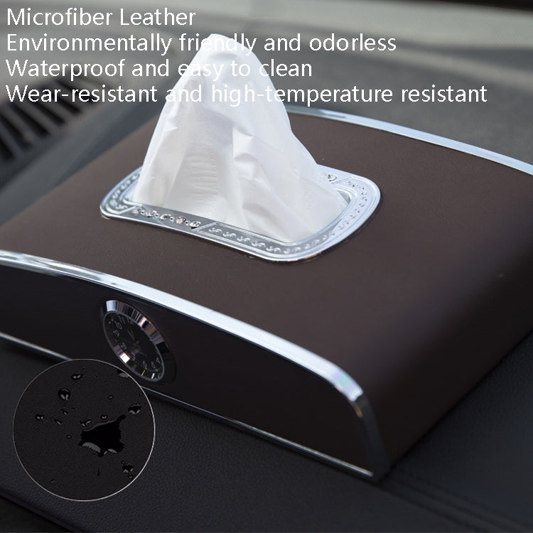 Car Clock Tissue Box Multi-Function Vehicle Instrument Table Paper Towel Box, Style: With Clock (Black) - Tissue Boxes by PMC TechLife | Online Shopping South Africa | PMC TechLife | Buy Now Pay Later Mobicred