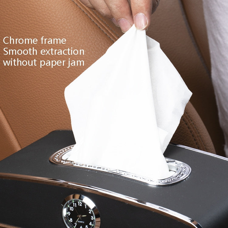 Car Clock Tissue Box Multi-Function Vehicle Instrument Table Paper Towel Box, Style: With Clock (Gray) - Tissue Boxes by PMC TechLife | Online Shopping South Africa | PMC TechLife | Buy Now Pay Later Mobicred