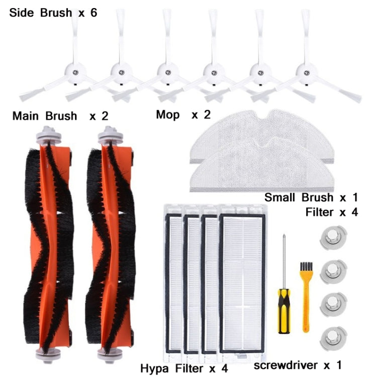 20 PCS/Set Hypa+Water Tank Filter+Side Brush+Main Brush+Mop+Small Brush For Mijia/Rock Sweeper - Other Accessories by PMC Jewellery | Online Shopping South Africa | PMC Jewellery | Buy Now Pay Later Mobicred