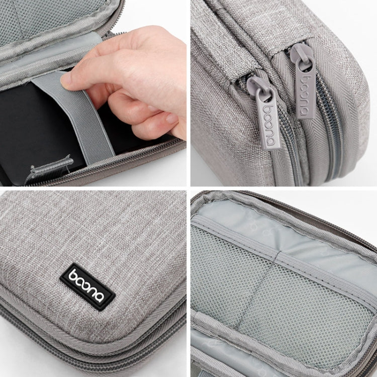 Baona BN-F027 Double-Layer Mobile Hard Disk Storage Bag EVA Hard Shell Hard Disk Protective Cover(Gray) - Hard Drive Bags & Cases by Baona | Online Shopping South Africa | PMC Jewellery | Buy Now Pay Later Mobicred