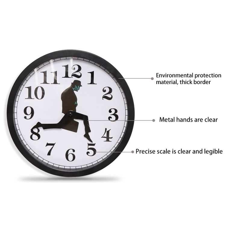 Walking Clock Businessman Briefcase Glass Wall Clock Personality Clock Decoration Round Clock(Black) - Wall Clock by PMC TechLife | Online Shopping South Africa | PMC TechLife | Buy Now Pay Later Mobicred