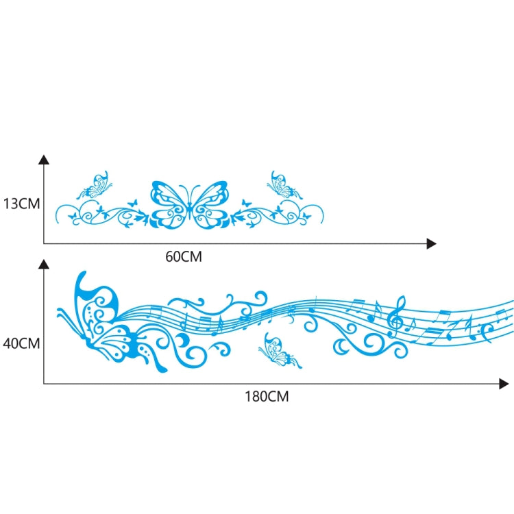 D-347 Butterfly Note Car Sticker Sheet Music Waist Line Body Sticker(Blue) - Decorative Sticker by PMC Jewellery | Online Shopping South Africa | PMC Jewellery | Buy Now Pay Later Mobicred