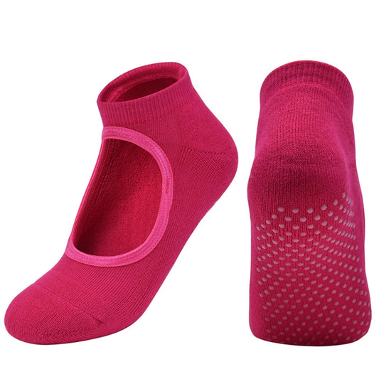 2 Pairs Combed Cotton Yoga Socks Towel Bottom Reveal Round Head Dance Fitness Sports Flooring Socks, Size: One Size(Rose Red) - Yoga Socks & Shoes by PMC Jewellery | Online Shopping South Africa | PMC Jewellery | Buy Now Pay Later Mobicred