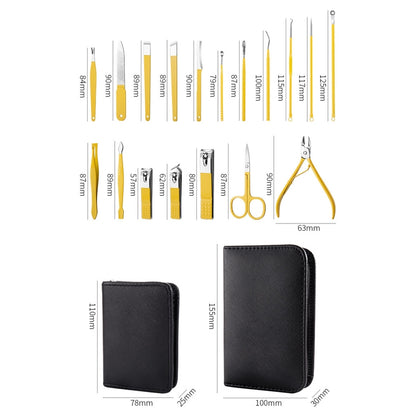 9 In 1 Nail Clipper Set Manicure Set Stainless Steel Nail Clipper Manicure Tool(Yellow) - Nail Art Equipment by PMC Jewellery | Online Shopping South Africa | PMC Jewellery | Buy Now Pay Later Mobicred