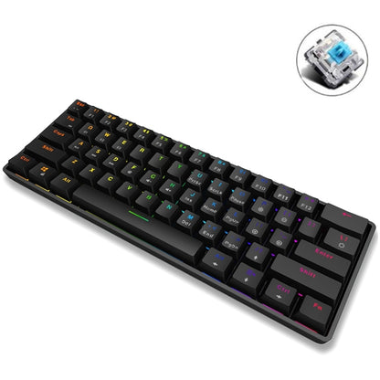 LEAVEN K28 61 Keys Gaming Office Computer RGB Wireless Bluetooth + Wired Dual Mode Mechanical Keyboard, Cabel Length:1.5m, Colour: Green Axis (Black) - Wireless Keyboard by LEAVEN | Online Shopping South Africa | PMC Jewellery | Buy Now Pay Later Mobicred