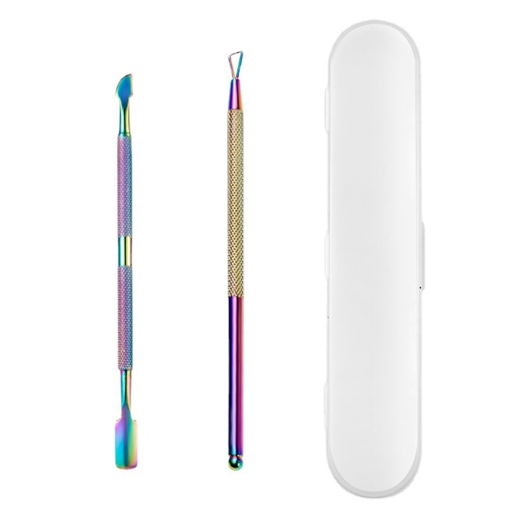 2 in 1 Color Titanium Nail Remover Set Stainless Steel Double-headed Dead Skin Push Set - Nail Art Equipment by PMC Jewellery | Online Shopping South Africa | PMC Jewellery | Buy Now Pay Later Mobicred