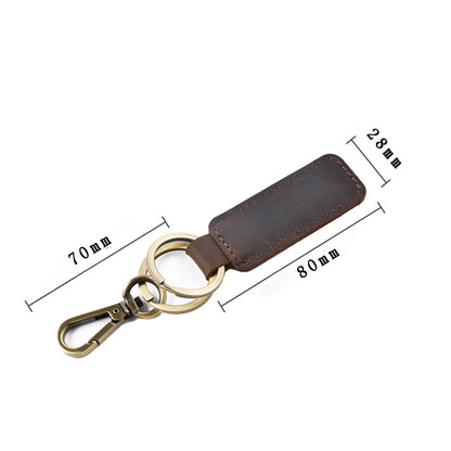 2 PCS Handmade Crazy Horse Leather Retro Keychain Car Couple Keychain, Specification: Double Ring( Brown) - Key Rings by PMC Jewellery | Online Shopping South Africa | PMC Jewellery | Buy Now Pay Later Mobicred