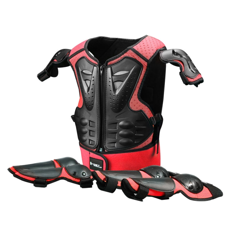 GHOST RACING Motorcycle Protective Gear Children Safety Riding Sport Vest + Knee Pads + Elbow Pads Protective Suit(Red) - Protective Gear by GHOST RACING | Online Shopping South Africa | PMC Jewellery | Buy Now Pay Later Mobicred