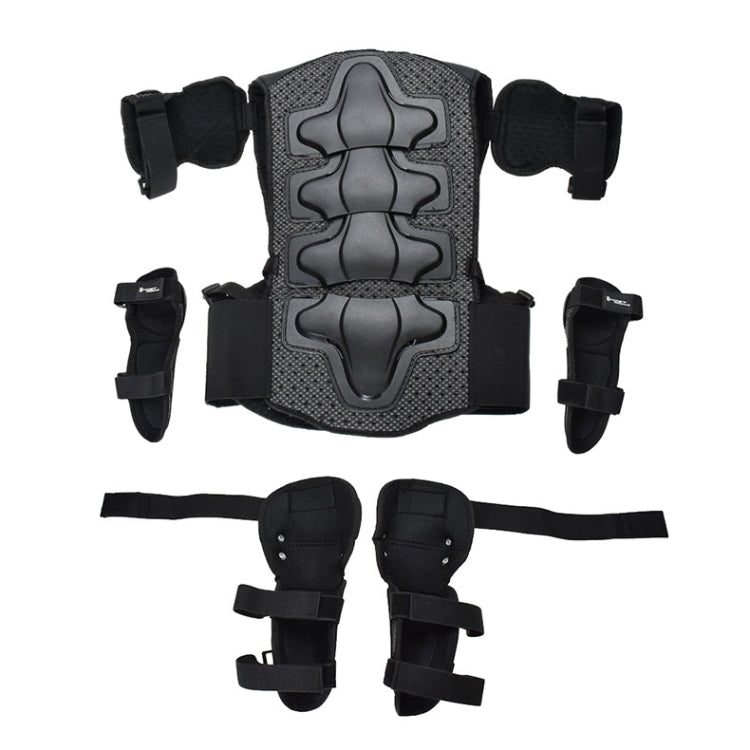 GHOST RACING Motorcycle Protective Gear Children Safety Riding Sport Vest + Knee Pads + Elbow Pads Protective Suit(Black) - Protective Gear by GHOST RACING | Online Shopping South Africa | PMC Jewellery | Buy Now Pay Later Mobicred