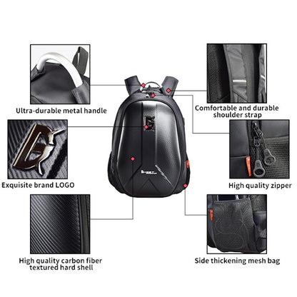 GHOST RACING GR-BB02 Men Motorcycle Riding Backpack Helmet Hard Shell Backpack Locomotive Travel Computer Bag(Black) - Bags & Luggages by GHOST RACING | Online Shopping South Africa | PMC Jewellery | Buy Now Pay Later Mobicred