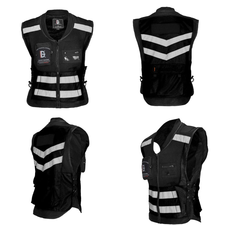 GHOST RACING GR-Y06 Motorcycle Riding Vest Safety Reflective Vest, Size: L(Black) - Protective Gear by GHOST RACING | Online Shopping South Africa | PMC Jewellery | Buy Now Pay Later Mobicred