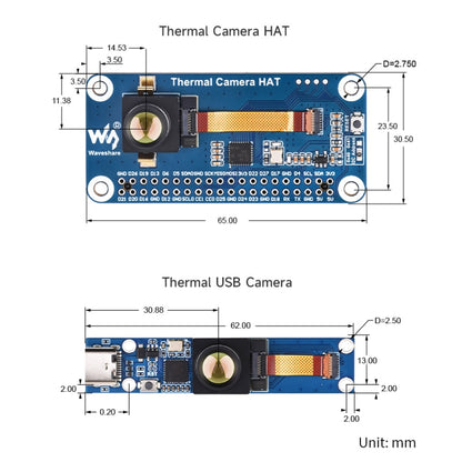 Waveshare Long-Wave IR Thermal Imaging Camera Module, 80×62 Pixels, 45°FOV(Type-C Port) - Module by Waveshare | Online Shopping South Africa | PMC Jewellery | Buy Now Pay Later Mobicred