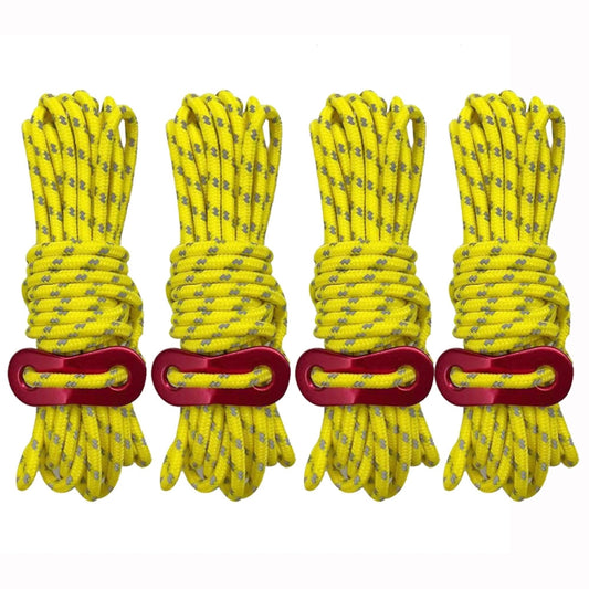 4m x 4 Rolls Outdoor Camping Tent Canopy Wind Rope Luminous Multi-Function Wind Rope Buckle Tent Fixed Rope(Figure 8 Buckle-Yellow) - Tents & Accessories by PMC Jewellery | Online Shopping South Africa | PMC Jewellery