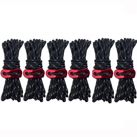 4m x 6 Rolls Outdoor Camping Tent Canopy Wind Rope Luminous Multi-Function Wind Rope Buckle Tent Fixed Rope(Figure 8 Buckle-Black) - Tents & Accessories by PMC Jewellery | Online Shopping South Africa | PMC Jewellery | Buy Now Pay Later Mobicred