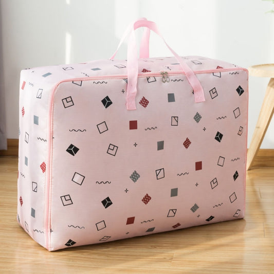 Oxford Cloth Quilt Moisture-Proof & Waterproof Storage Bag Zipper Portable Moving Luggage Bag, Specification: 60x50x25cm(Pink Square) - Storage Bags by PMC Jewellery | Online Shopping South Africa | PMC Jewellery