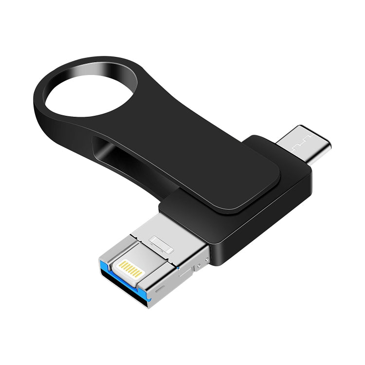 64GB USB 3.0 + 8 Pin + USB-C / Type-C 3 in 1 Mobile Computer Metal U-Disk(Black) - U Disk & Card Reader by PMC Jewellery | Online Shopping South Africa | PMC Jewellery | Buy Now Pay Later Mobicred