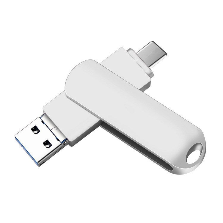 16GB USB 3.0 + 8 Pin + USB-C / Type-C 3 in 1 Phone Computer Rotatable Metal U-Disk - USB Flash Drives by PMC Jewellery | Online Shopping South Africa | PMC Jewellery | Buy Now Pay Later Mobicred