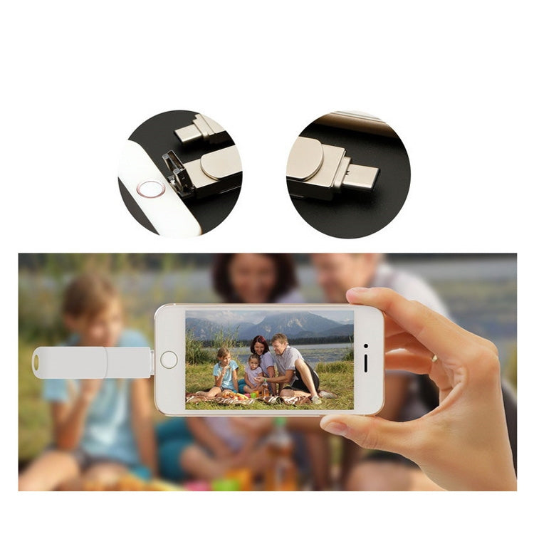 16GB USB 3.0 + 8 Pin + USB-C / Type-C 3 in 1 Phone Computer Rotatable Metal U-Disk - USB Flash Drives by PMC Jewellery | Online Shopping South Africa | PMC Jewellery | Buy Now Pay Later Mobicred