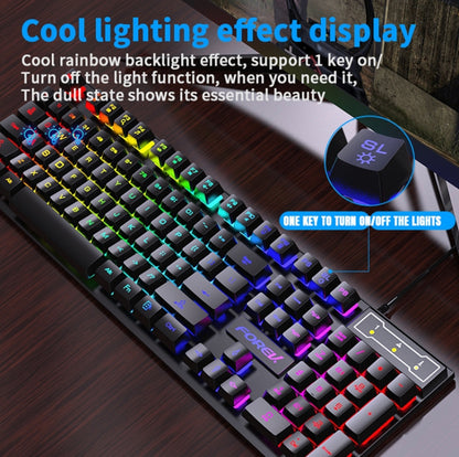 FOREV FV-Q305S Colorful Luminous Wired Spanish Keyboard and Mouse Set(Black) - Wired Keyboard by PMC Jewellery | Online Shopping South Africa | PMC Jewellery | Buy Now Pay Later Mobicred