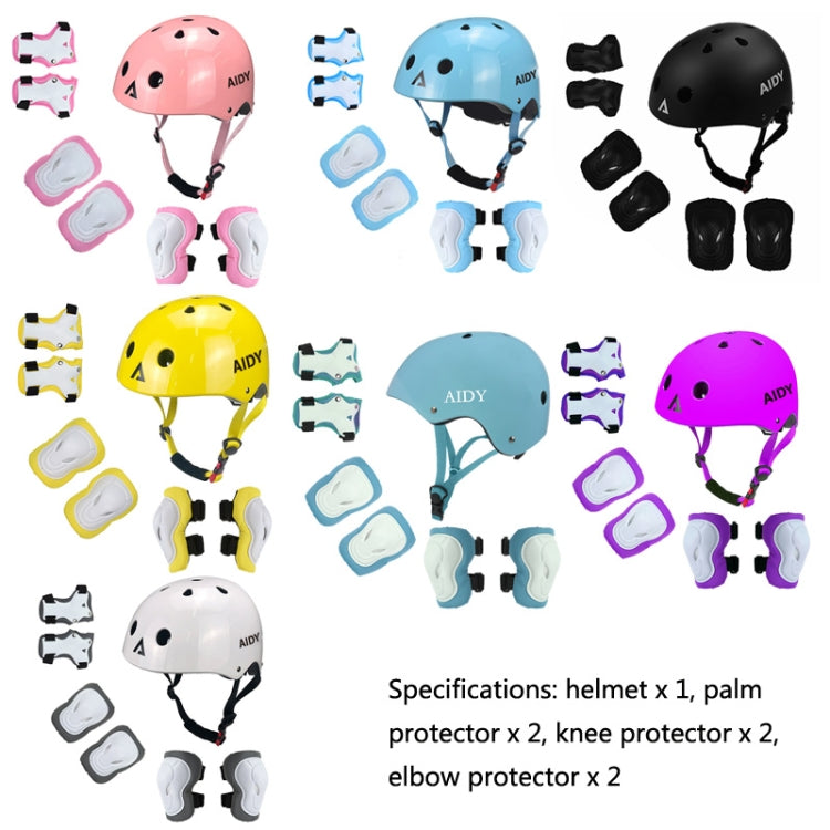 AIDY 7 In 1 Children Roller Skating Sports Protective Gear Set(Bright Blue) - Protective Helmet & Masks by PMC Jewellery | Online Shopping South Africa | PMC Jewellery | Buy Now Pay Later Mobicred
